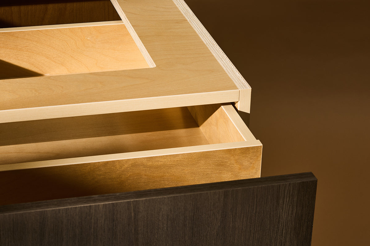 Custom Swede cabinetry in a finished kitchen