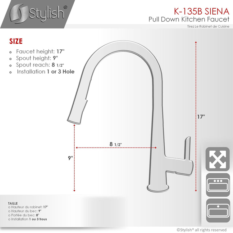 Stylish - Modern Single Handle Pull Down Kitchen Faucet in Brushed Nickel