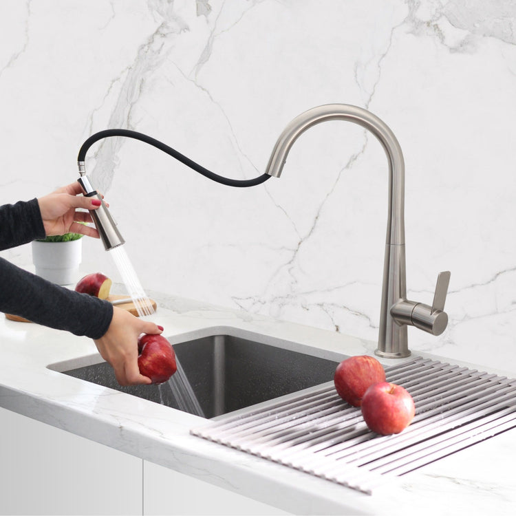 Stylish - Modern Single Handle Pull Down Kitchen Faucet in Brushed Nickel