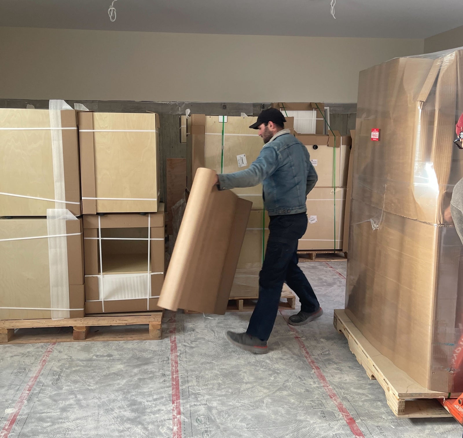 Custom cabinetry being built for a kitchen