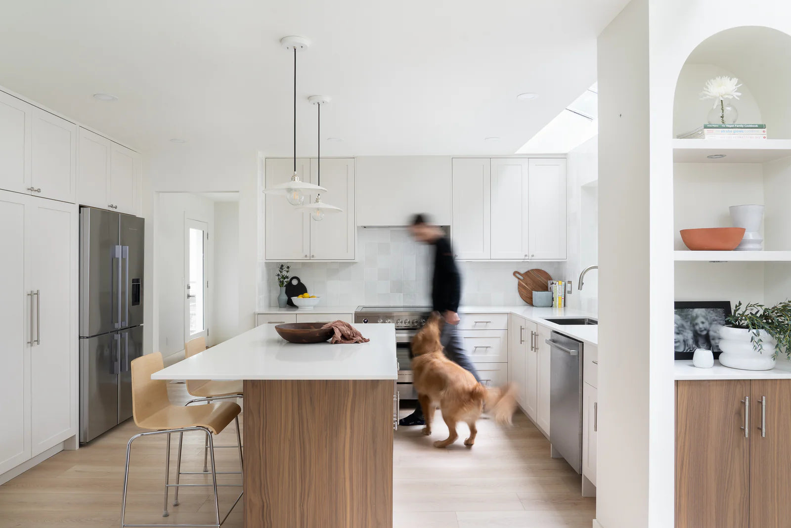 Custom kitchen with warm wood cabinetry