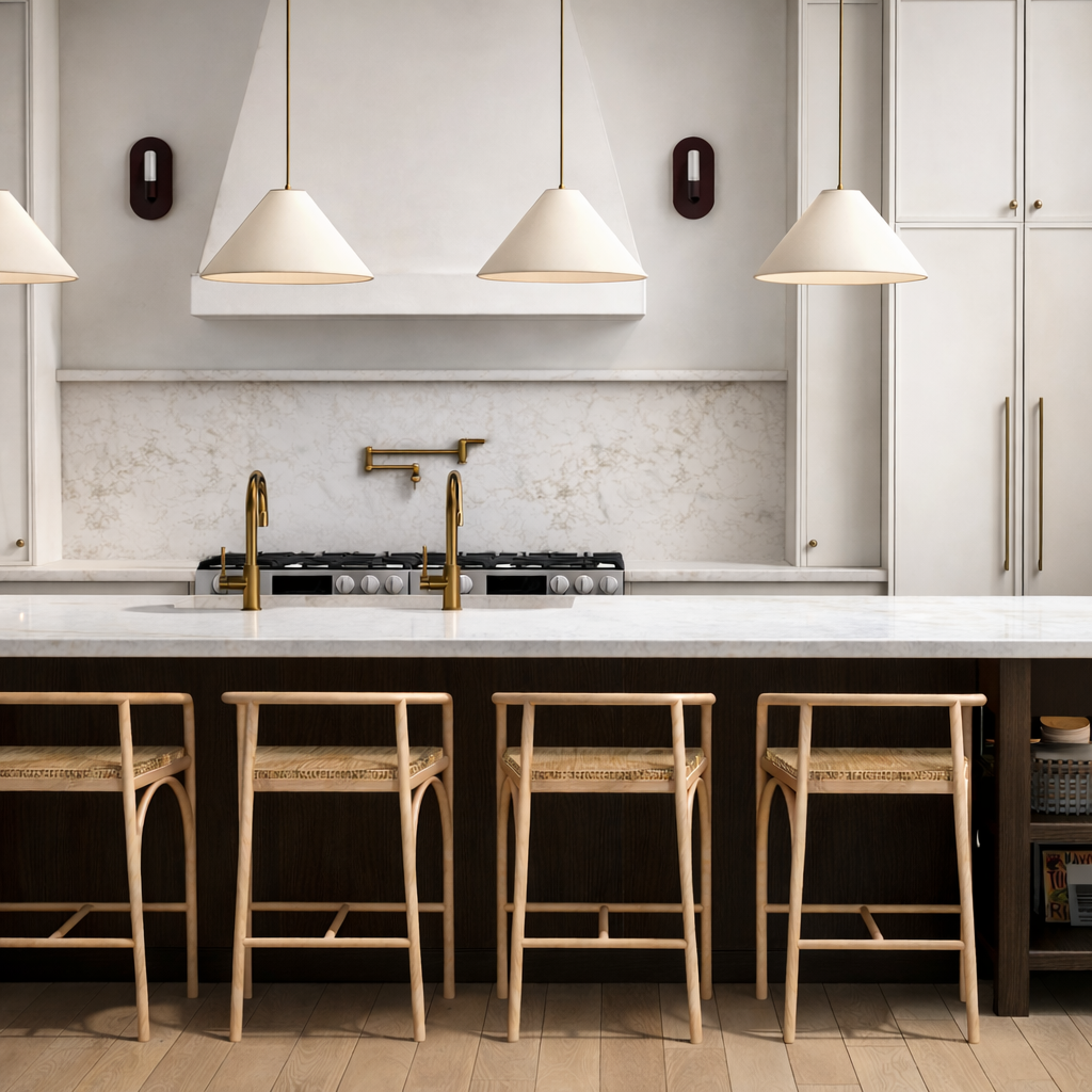 Kitchen rendering with material samples