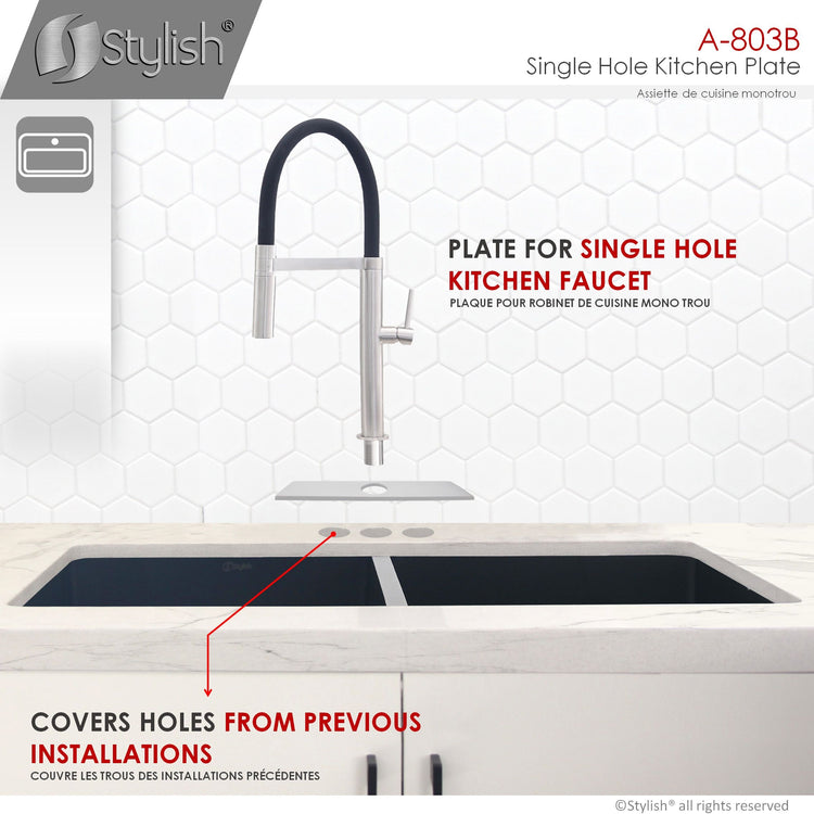 Stylish - Single Hole Kitchen Faucet Plate in Brushed Nickel