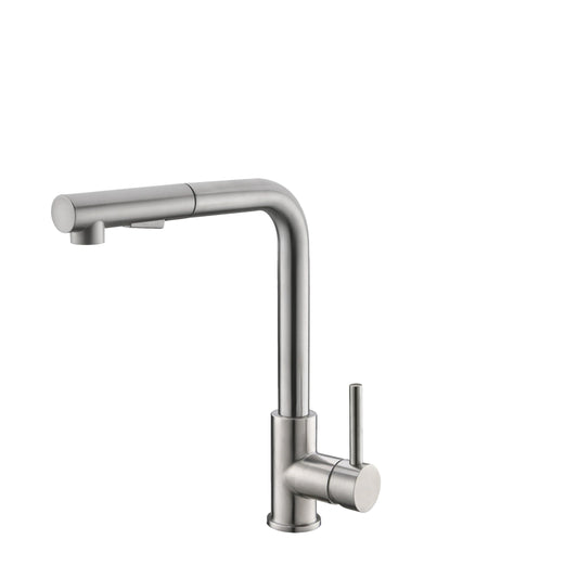 Stylish - Single-Handle Pull-Down Sprayer Kitchen Faucet in Stainless Steel