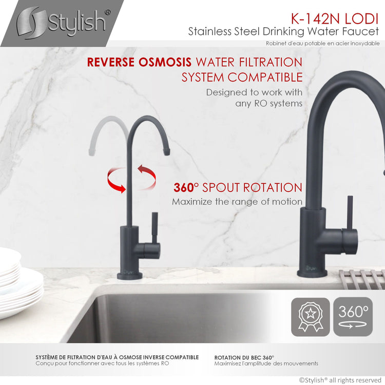 Stylish - Stainless Steel Drinking Water Faucet in Matte Black
