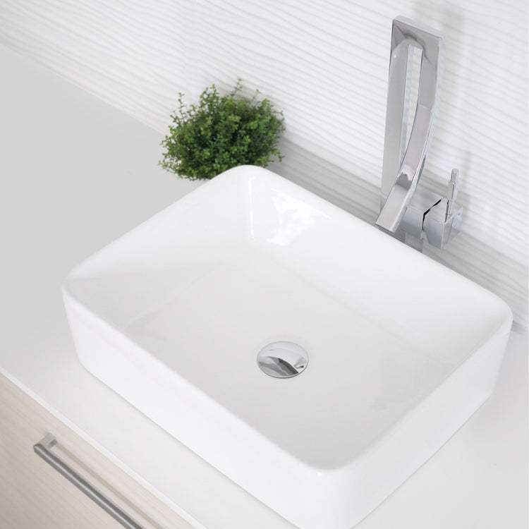 Porcelain Rectangular 18 3/4-inches TopMounted Vessel Bathroom Sink White