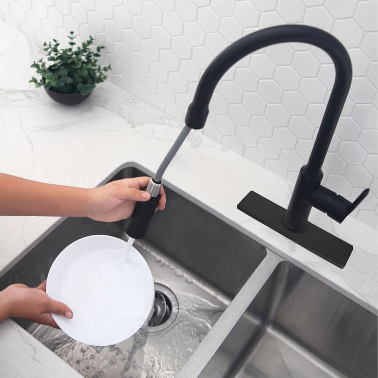 Stylish - Single Hole Kitchen Faucet Plate in Matte Black