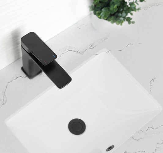 Porcelain Rectangular 20 3/4-inch Undermount Bathroom Sink with Matte Black Overflow