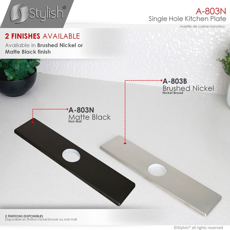 Stylish - Single Hole Kitchen Faucet Plate in Matte Black