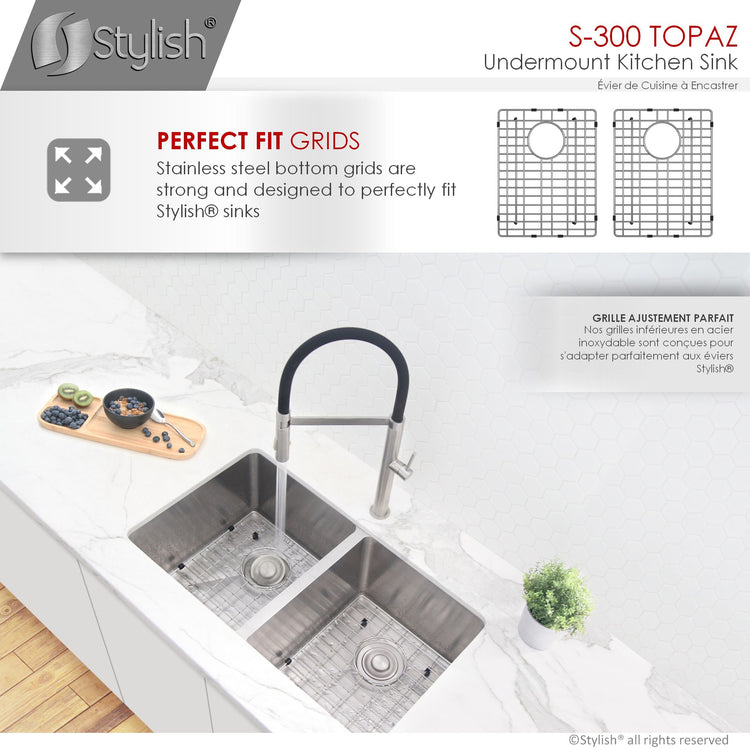 28 L x 18 W-inches Undermount Double Bowl 18 Gauge Stainless Steel Kitchen Sink with Grids Strainers