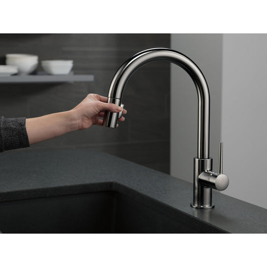 Delta - Trinsic - Single Handle Pull-Down Faucet - Black Stainless