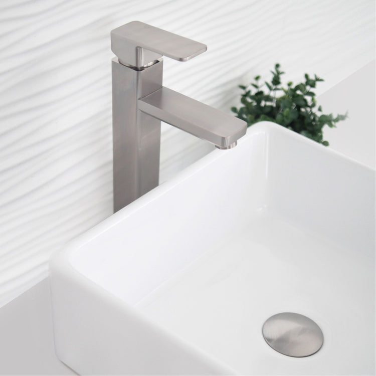 Single Hole Single-Handle Vessel Bathroom Faucet in Brushed Nickel