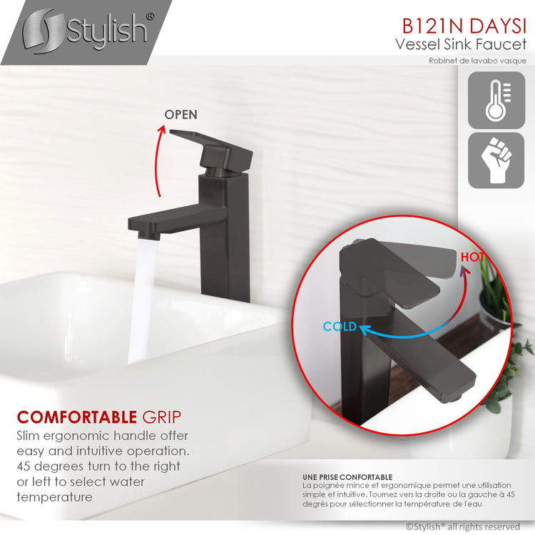 Single Hole Single-Handle Vessel Bathroom Faucet in Matte Black