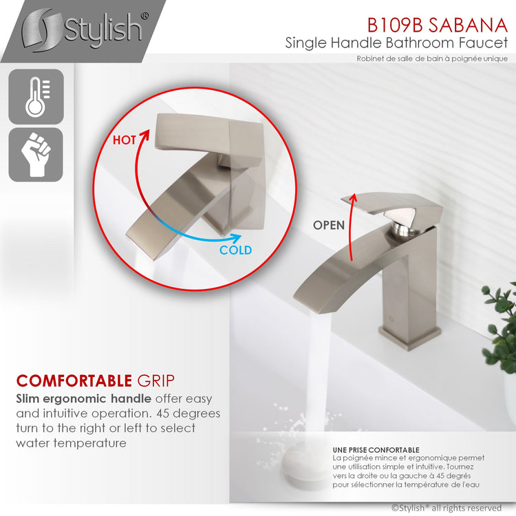 Modern Single Handle Brushed Nickel Bathroom Faucet