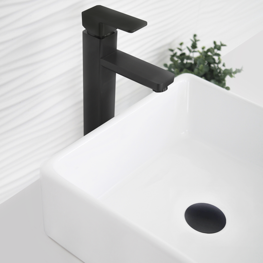 Bathroom Vanity Sink Pop-Up Drain without Overflow in Matte Black Finish