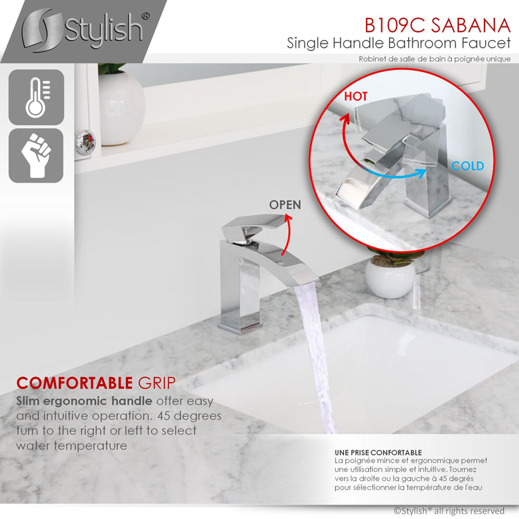 Modern Single Handle Polished Chrome Bathroom Faucet
