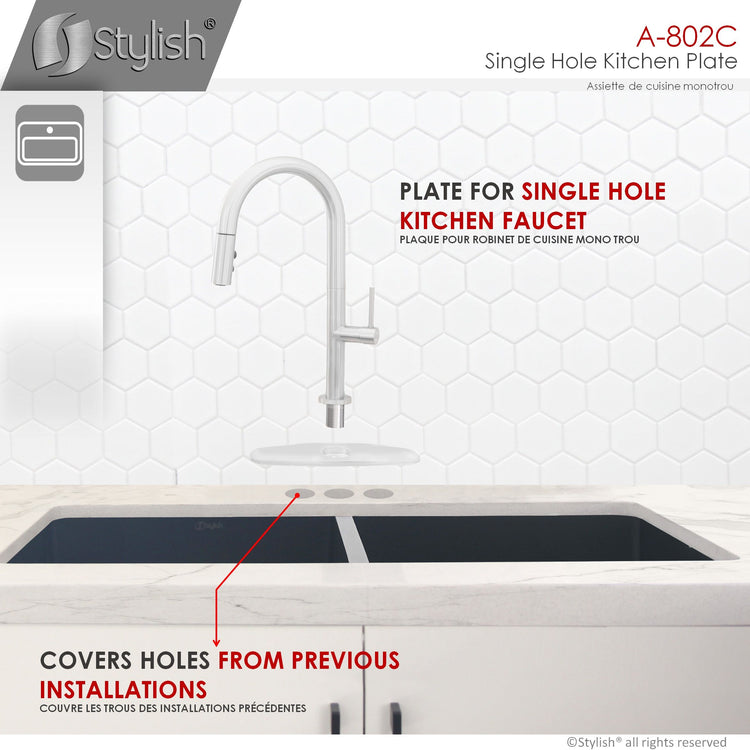 Stylish - Single Hole 9.75-inch Kitchen Faucet Plate in Polished Chrome