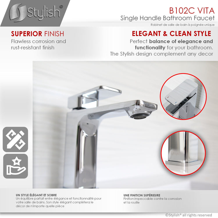 Single Handle Bathroom Faucet Polished Chrome