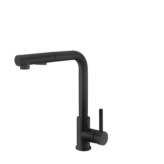 Stylish - Single-Handle Pull-Down Sprayer Kitchen Faucet in Matte Black Stainless Steel
