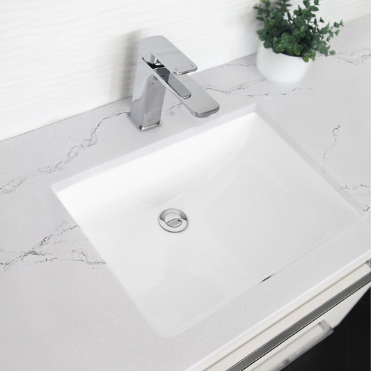 Porcelain Rectangular 21 inch Undermount Bathroom Sink with Overflow