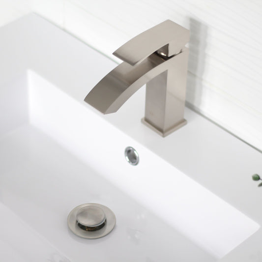 Bathroom Vanity Sink Pop-Up Drain with Overflow in Brushed Nickel