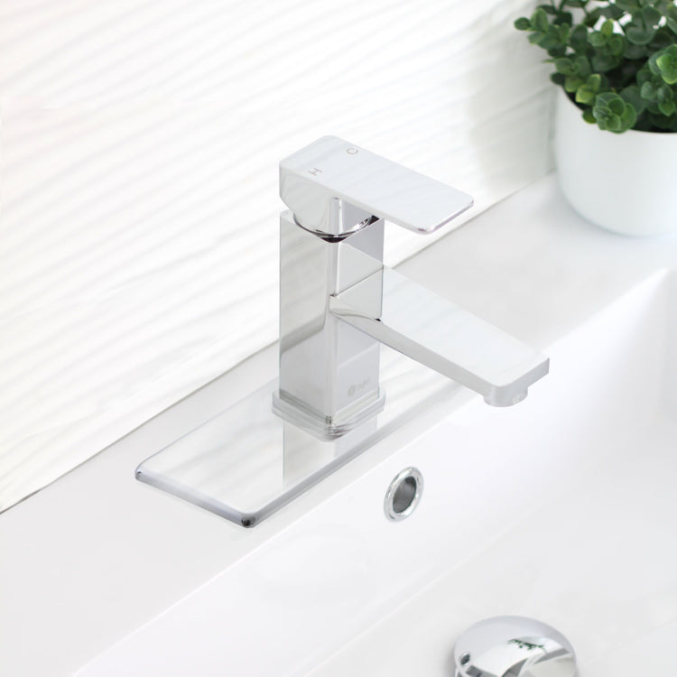 Single Hole Bathroom Faucet Plate in Polished Chrome
