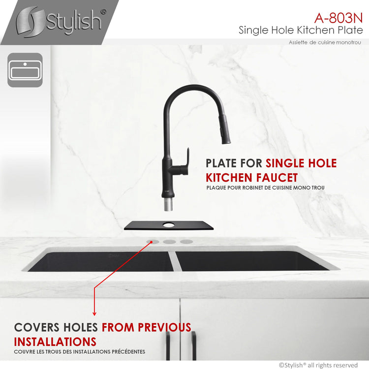 Stylish - Single Hole Kitchen Faucet Plate in Matte Black