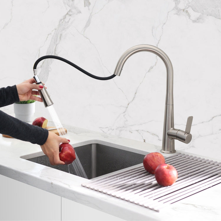 Stylish - Modern Single Handle Pull Down  Kitchen Faucet in Brushed Nickel