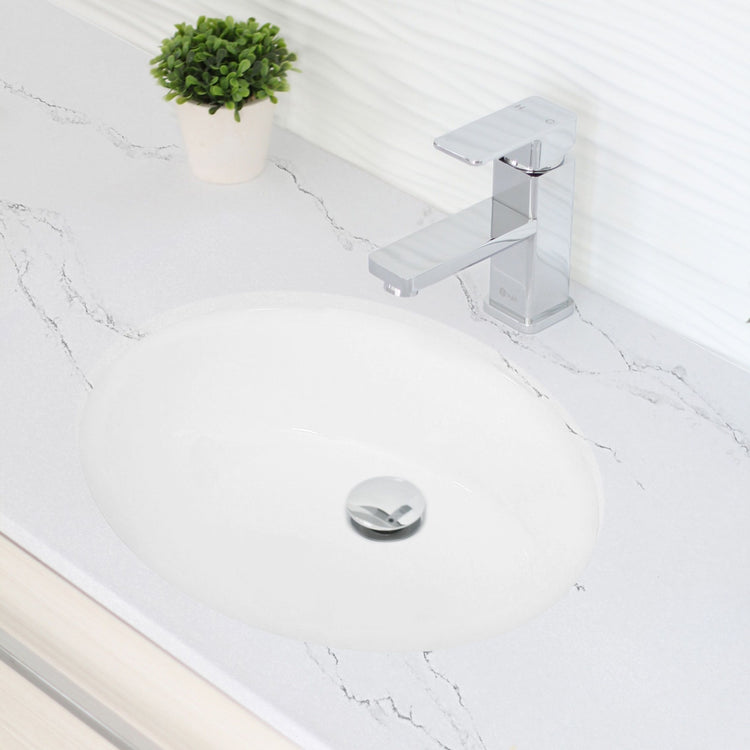 Porcelain Oval 19.5 inch Undermount Bathroom Sink with Overflow