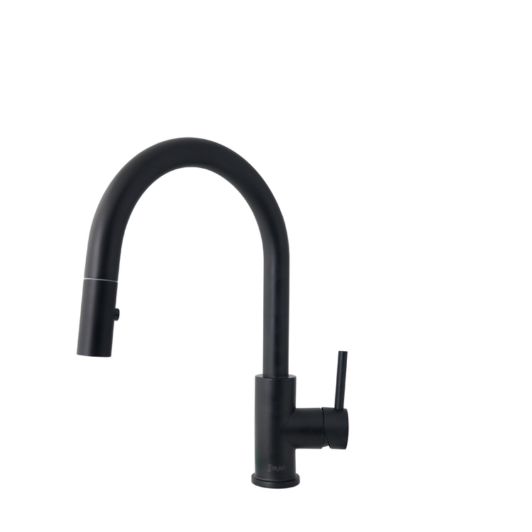 Stylish - Modern Single Handle  Pull down Sprayer  Kitchen Faucet in Matte Black Stainless Steel