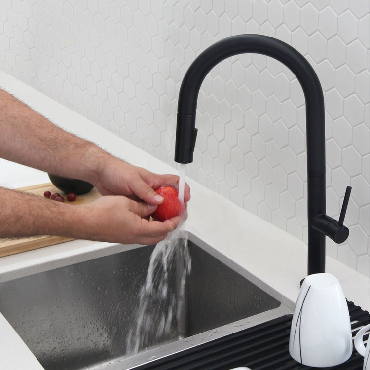 Stylish - Single Handle Pull Down Sprayer Kitchen Faucet in Matte Black Finish