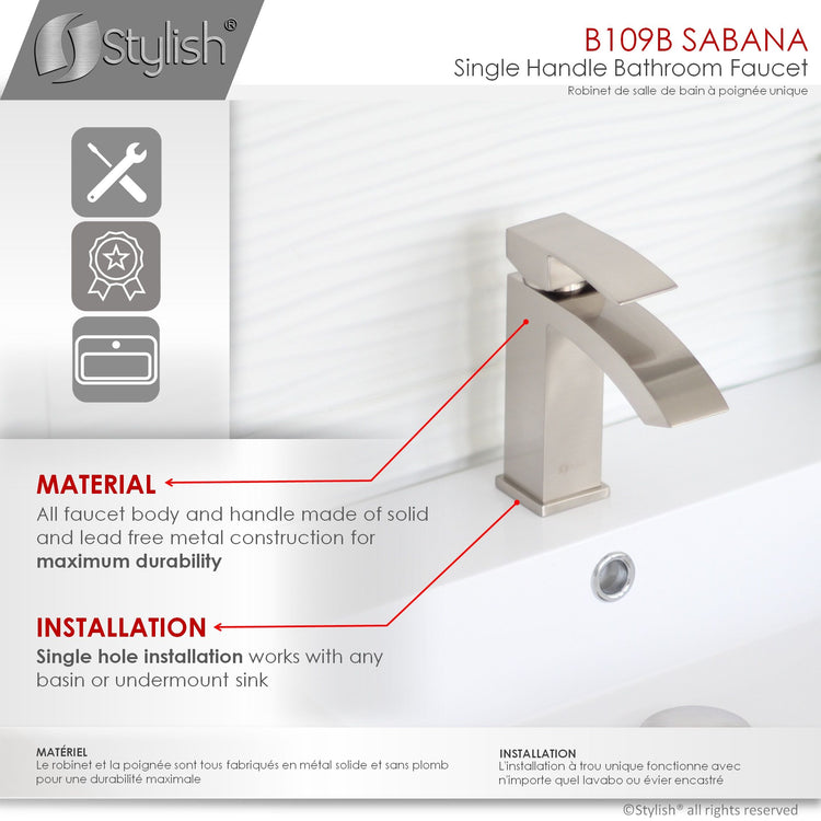 Modern Single Handle Brushed Nickel Bathroom Faucet