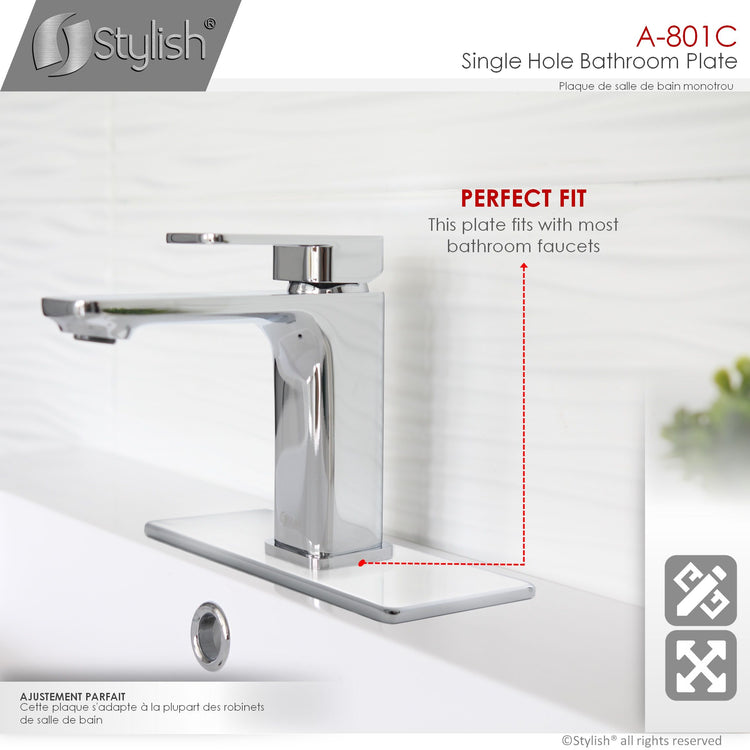 Single Hole Bathroom Faucet Plate in Polished Chrome