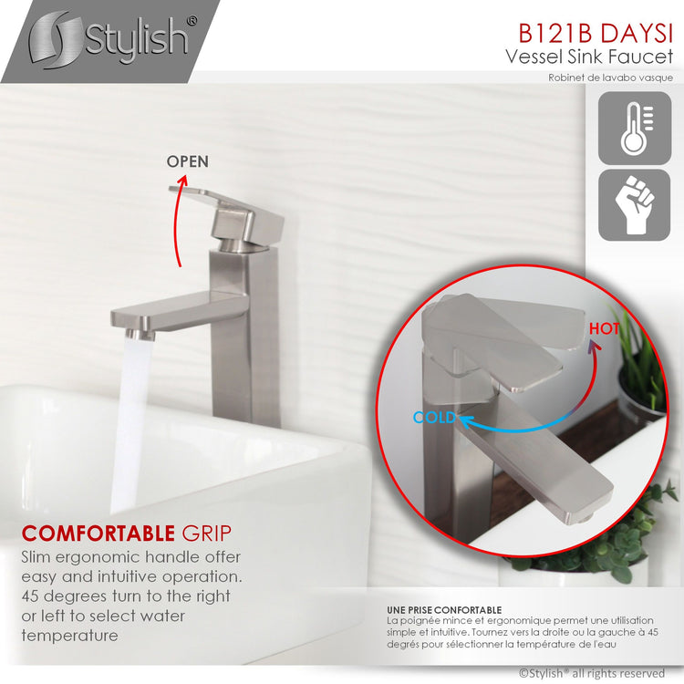 Single Hole Single-Handle Vessel Bathroom Faucet in Brushed Nickel