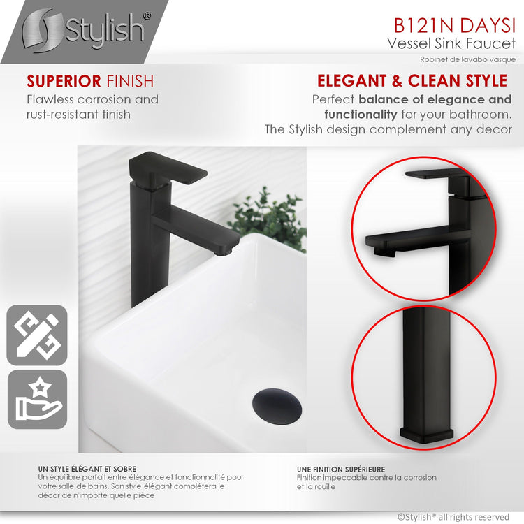 Single Hole Single-Handle Vessel Bathroom Faucet in Matte Black